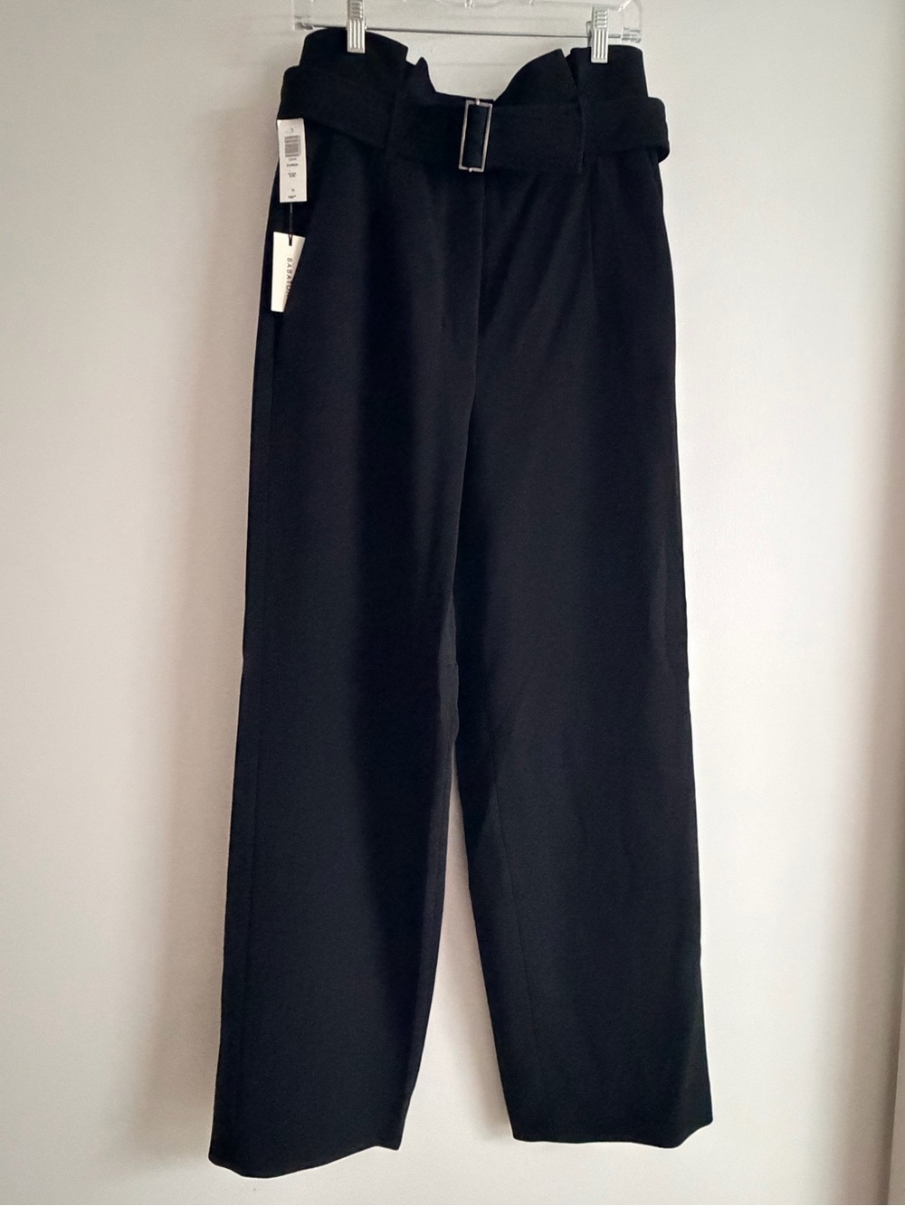 Babaton Power Black Wide-Leg High-Rise Belted Trousers